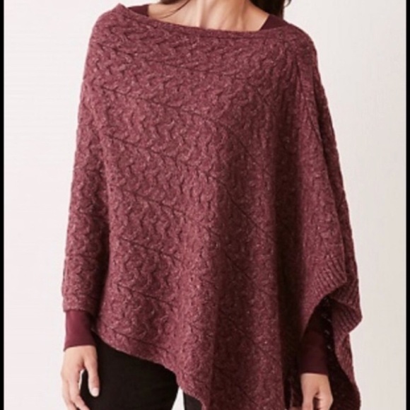 J. Jill Sweaters - J. Jill EUC Cable Knit Purple Poncho One Size